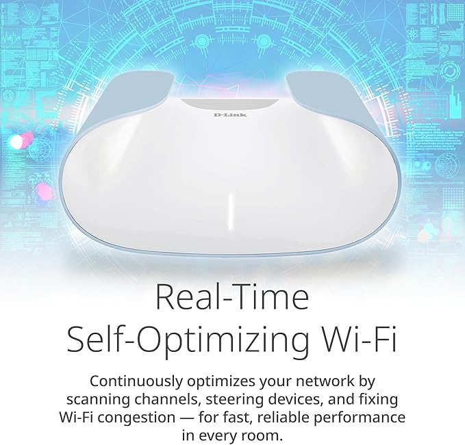 D-Link M60 AX6000 WiFi 6 Mesh Router—Sculpted Décor Ready Design—2.5 Gbps WAN + 4× Gbps LAN—Gaming/Streaming/Internet—Long Range Wireless Self Optimized 360° Coverage—Expandable Mesh—App Control