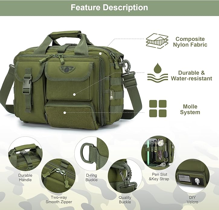 Stypos Tactical Messenger Bag Briefcase for Man Military Laptop Bag 14 Inch/15.6 Inch /17.3 Inch Messenger Shoulder Work Bag