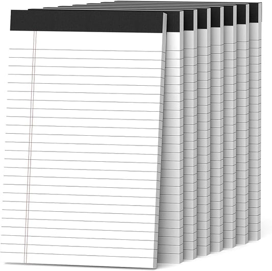 8 Pack Note Pads 5 x 8 Inch Small Legal Pads 5 x 8 White Notepad 5 x 8 Perforated Writing Pads Lined Paper Pads College Ruled Pad Paper 30 Sheets Notebook for Study, To-Do Lists, Office