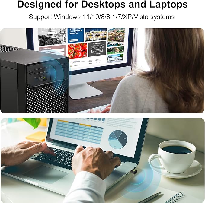 USB WiFi Adapter for PC Mini Wireless Adapter 600Mbps WiFi Network Adapters for Desktop Computer/Laptop,Dual Band 5G/2.4G WiFi Dongle Laptop External Network Card for Windows 11/10/8/XP etc