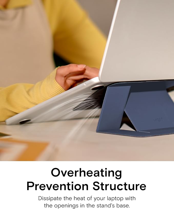 MOFT Laptop Stand for Desk, Adhesive MacBook Computer Stand with 2 Adjustable Viewing Angles, Foldable and Portable Laptop Riser Compatible with 11"-16" Laptops, Silver(Adhesive Version)