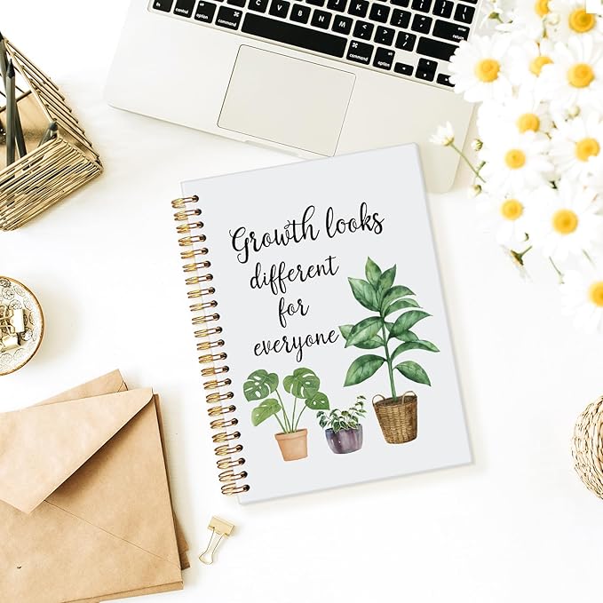 Wheatwin Inspirational Hardcover Spiral Journal Notebook, Motivational Journal Gifts for Women Students Teachers Therapists, Growth Looks Different for Everyone Plant Notebook 5.5x8.3