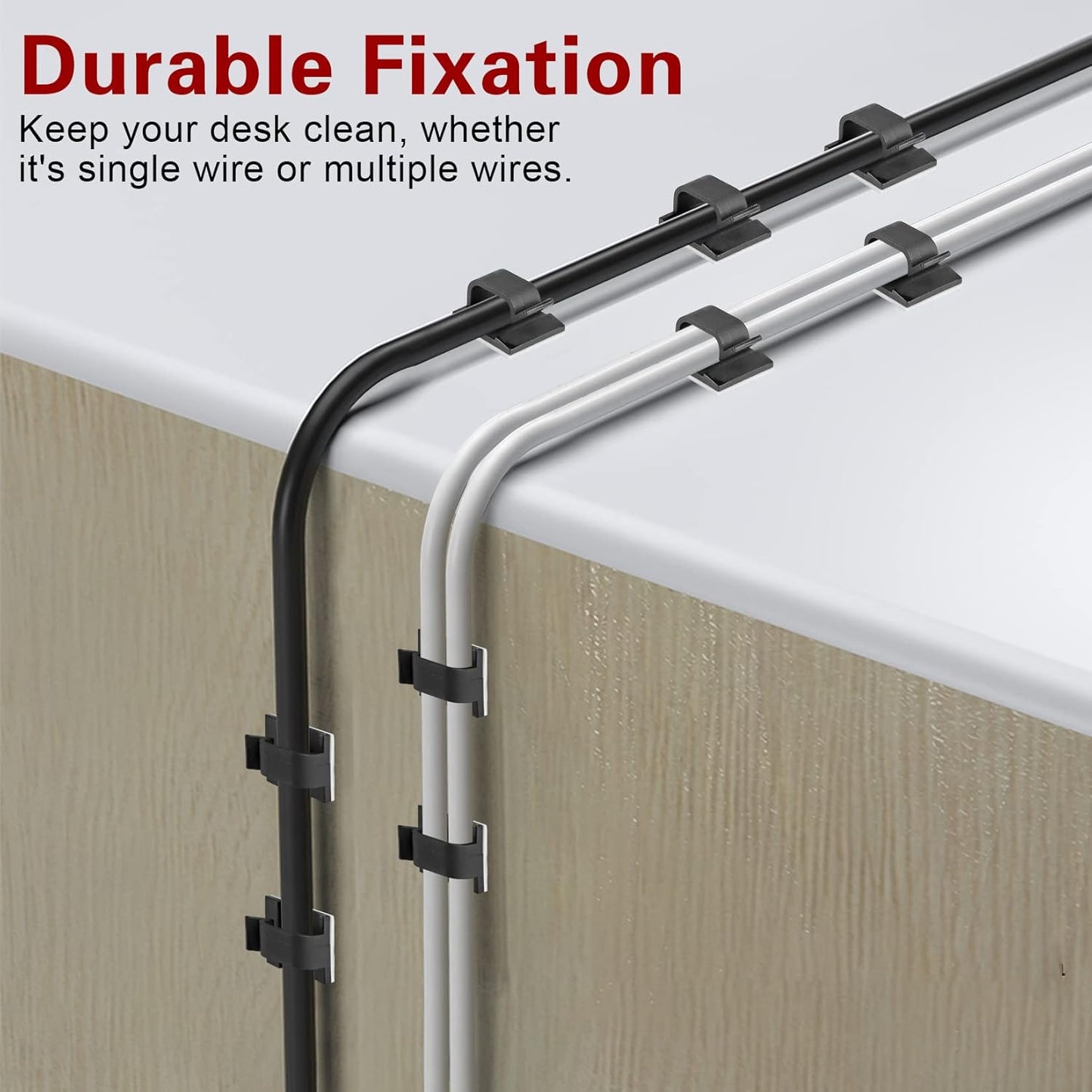 XHF 120 PCS Adhesive Cable Wire Clips Black, Outdoor Cable Management Wire Organizer Cord Holder for Under Desk, Car, Wall, TV PC Ethernet Cable