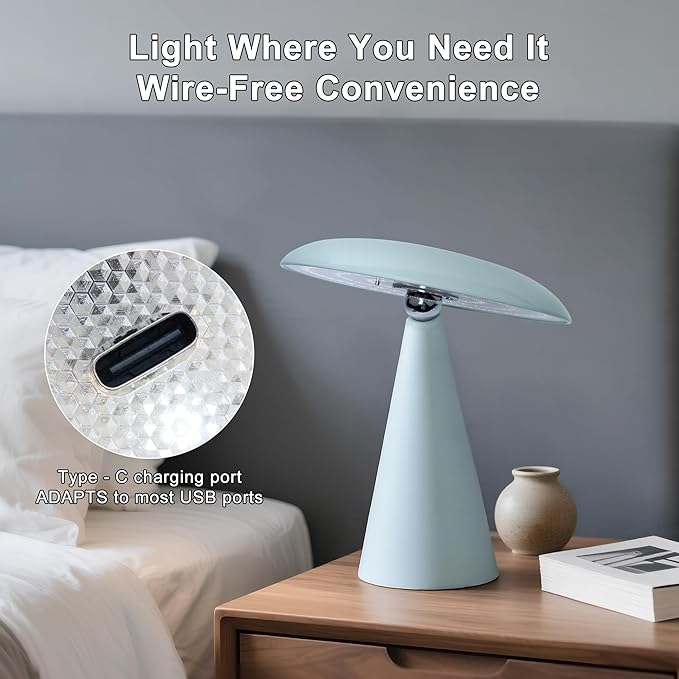 Elegant & Modern “Magnetic Cordless LED Table Lamp – Portable Touch-Dimmable Bedside Light for Bedroom, Living Room & Small Spaces (Light Gree)”