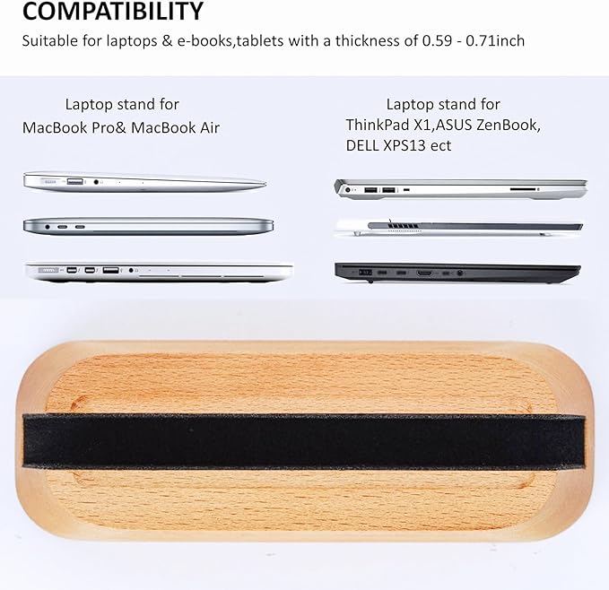 ACODE Wood Vertical Laptop Stand for Desk - Compatible With MacBook Pro Air, Surfaces - Storage Rack Slot Thickness 0.59" to 0.71" - Upright Holder