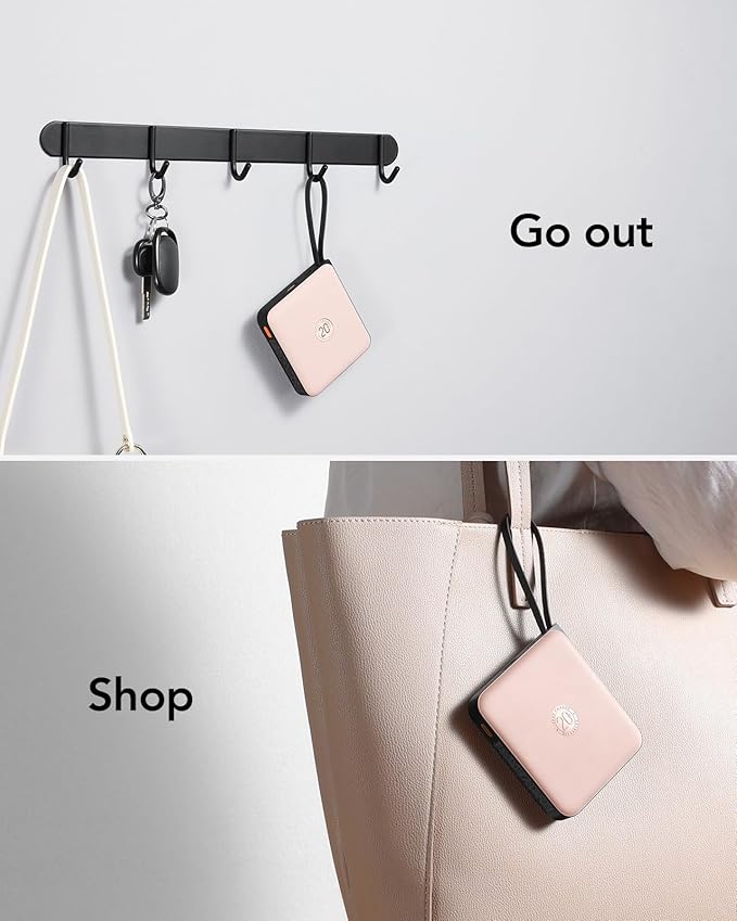 VRURC 20000mAh Power Bank Built-in Cables, Travel Essentials, Portable Charger 22.5W Fast Charging USB C Battery Pack, Phone Battery for iPhone 17 15 14 13 12 11 x Samsung Android Phone,Pink(1 Pack)