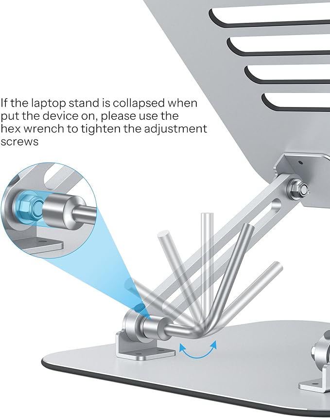 OMOTON Laptop Stand for Desk, Ergonomic Metal Adjustable Laptop Stand, Laptop Holder Riser with Cooling Function, Computer Stand Compatible with MacBook and All Laptops (10-17.2 inch), Silver