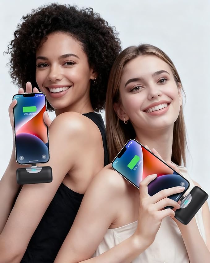 Mini Portable Charger for iPhone,Upgraded 22.5W PD Fast Charging 5500mAh Ultra-Compact Power Bank,LCD Display Plug-in Cute Battery Pack Travel Essentials for iPhone 14/14Pro/13/12/11/X/8/7/6 (Black)