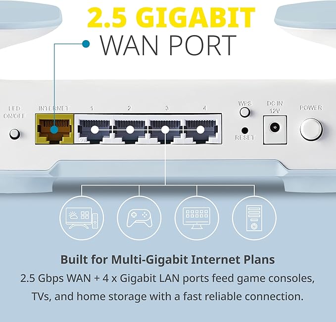 D-Link M60 AX6000 WiFi 6 Mesh Router—Sculpted Décor Ready Design—2.5 Gbps WAN + 4× Gbps LAN—Gaming/Streaming/Internet—Long Range Wireless Self Optimized 360° Coverage—Expandable Mesh—App Control