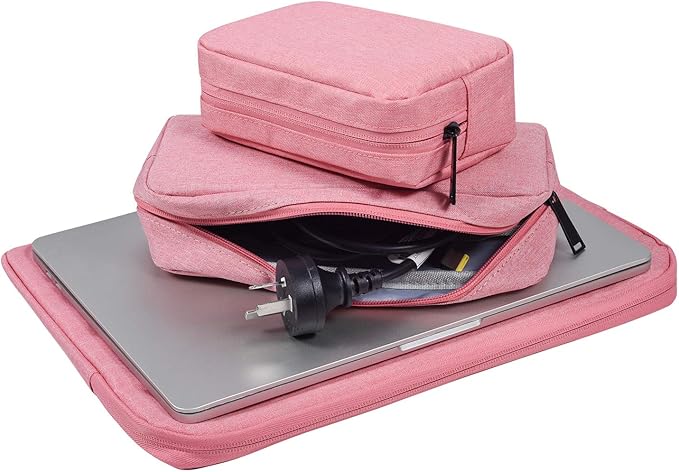 dealcase Electronic Accessories Organizer, Durable Small Electronics Accessories Storage Bag Compatible Laptop Charger Various USB,Cables,Cords and Power Travel Gadget Carry Bag,Pink(Small+Big)