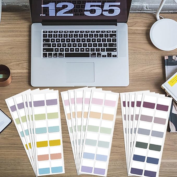 Potanro Sticky Book Tabs 360PCS Notebook Colorful Book Annotation Tabs Kit Writable Repositionable Color Page Markers Bible Tabs for Office Supplies