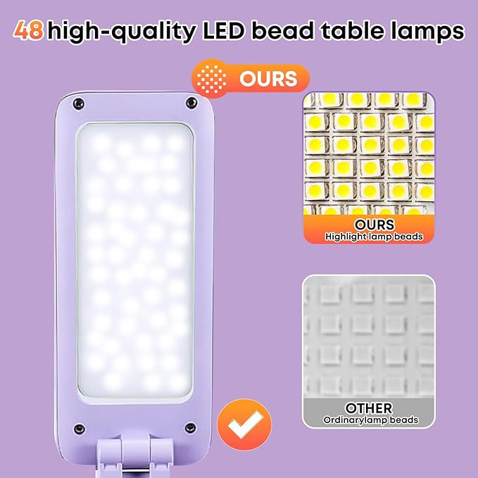 VAVOFO Desk lamp Rechargeable Foldable & Portable Light,15 Light dimming Modes Cordless Lamp,Cute Desk lamp,Battery Operated 6000mAh LED Battery Lights,Modern Office