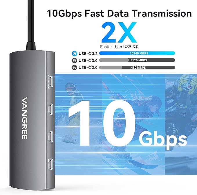 USB C Video Output Hub, 3 USB-C & 2 USB-A 3.2 10Gbps Ports, 4K@60Hz HDMI, 100W PD, SD/TF, USBC Splitter Dual Monitor Adapter for MacBook Pro/Air, iMac, iPad Pro, XPS, Surface, Galaxy S22,Samsung DEX