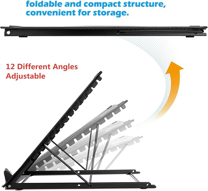 IMAGE Laptop Stand,Large Version Foldable Portable Ventilated Desktop Laptop Stand Holder, Adjustable 12 Angle Points Stand, A3 Compatible with 10" ~ 17" Notebooks, AGPtek/Huion LED Light Box Pad