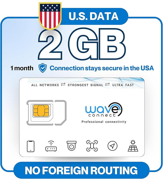 2GB for 30 Days IOT Quad Network Data SIM Card for Unlocked Security, Solar & Hunting Trail Game Cameras with USA Data Path, USA Coverage, Triple Cut 3-in-1, 4G & 5G