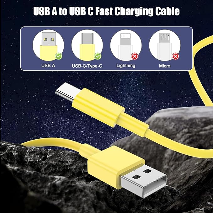3-Pack Yellow [3.3FT+3.3FT+6FT] USB A to USB C Cable，USB to USB C Car Carplay Cable for iPhone Air 17 16e 16 15 Pro Plus Pro Max，for Galaxy S25, for iPad Pro/Air/mini, for MacBook Pro/Air and More