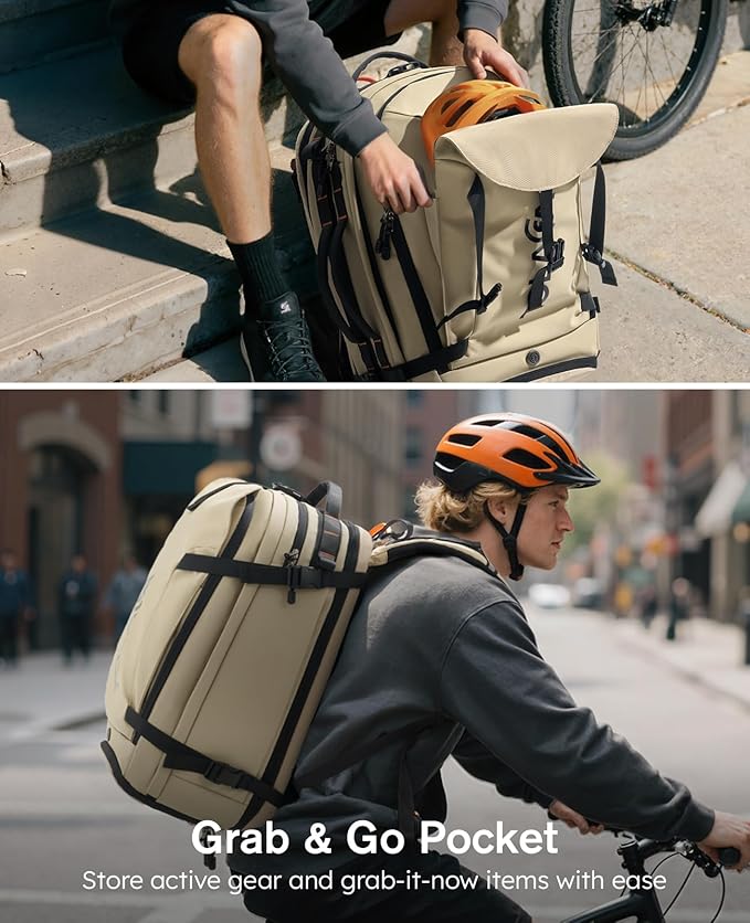 Tolaccea Travel Laptop Backpack, TSA Friendly Flight Approved Carry-on Business Rucksack Work Backpack with Extra Toiletry Bag, Dual Storage for 17.3" Laptop and 12.9" Tablet, 40-45L Expandable