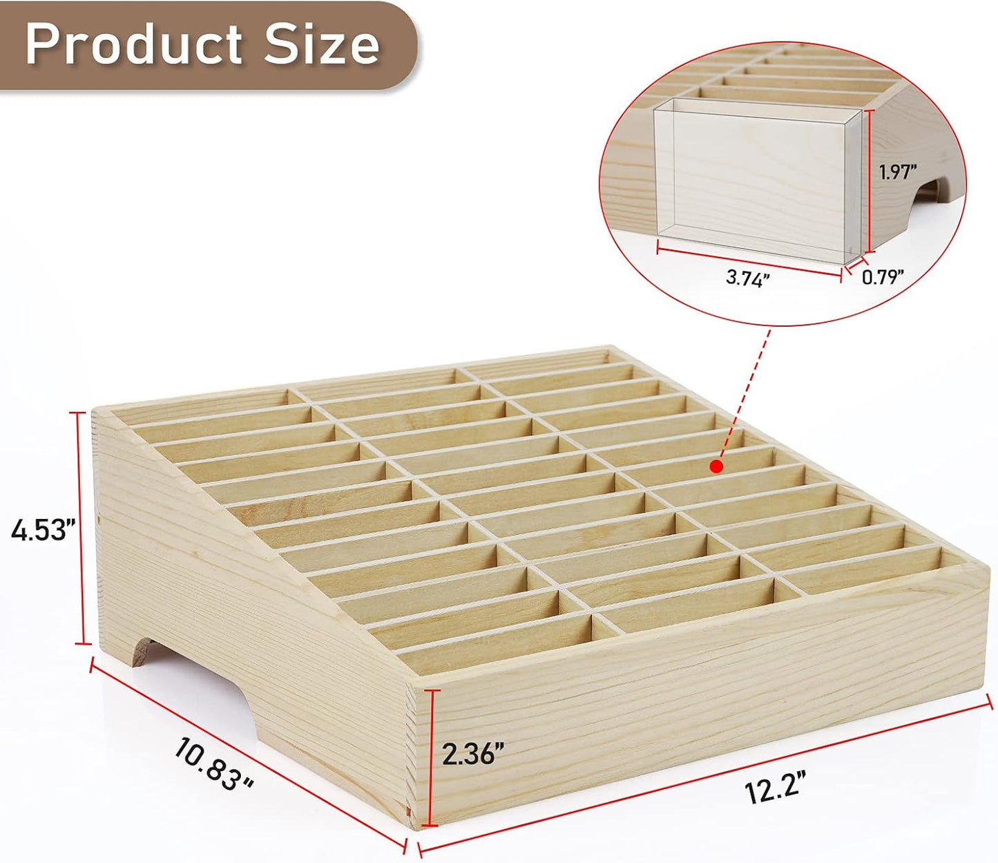36-Grid Wooden Cell Phone Holder Desktop Organizer Storage Box for Classroom Office (36-Grid)