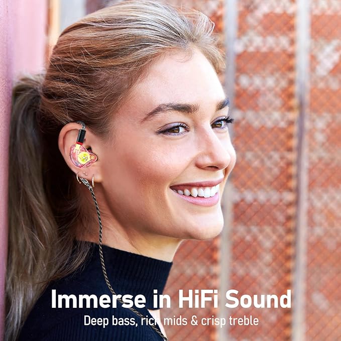 Vibes 202M Wired Earbuds - HiFi in Ear Monitor Headphones - Noise-Isolating Ear Buds w/ Mic - Clear Sound, Deep Bass & Comfort-Fit Gaming Earphones - MMCX to 3.5mm & Silver Plated Cord, Carrying Case