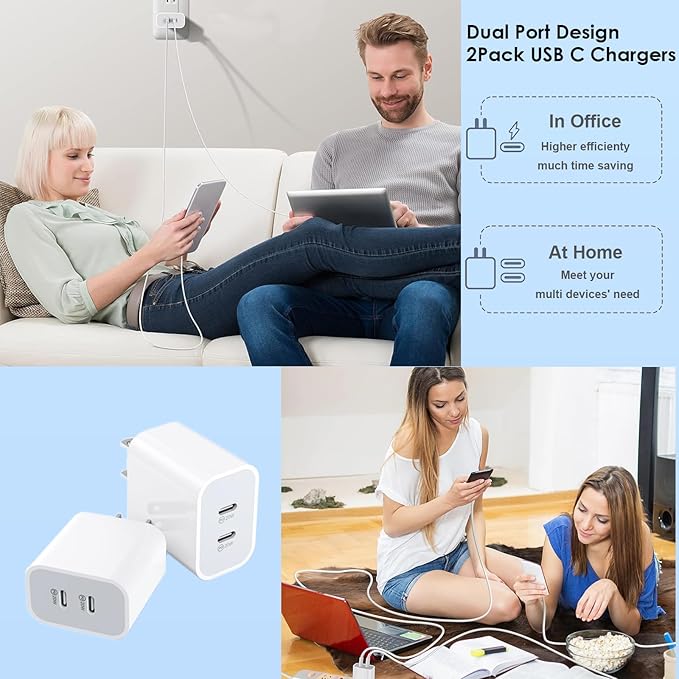 iPhone Charger Fast Charging 10 ft,[Apple MFi Certified]2Packs PD USB C Wall Charger Block 2in1 Adapter Apple Fast Charger 10FT USB C Lightning Cable for iPhone 14 Pro Max/14 Pro/14/13/12/11 Pro Max/X