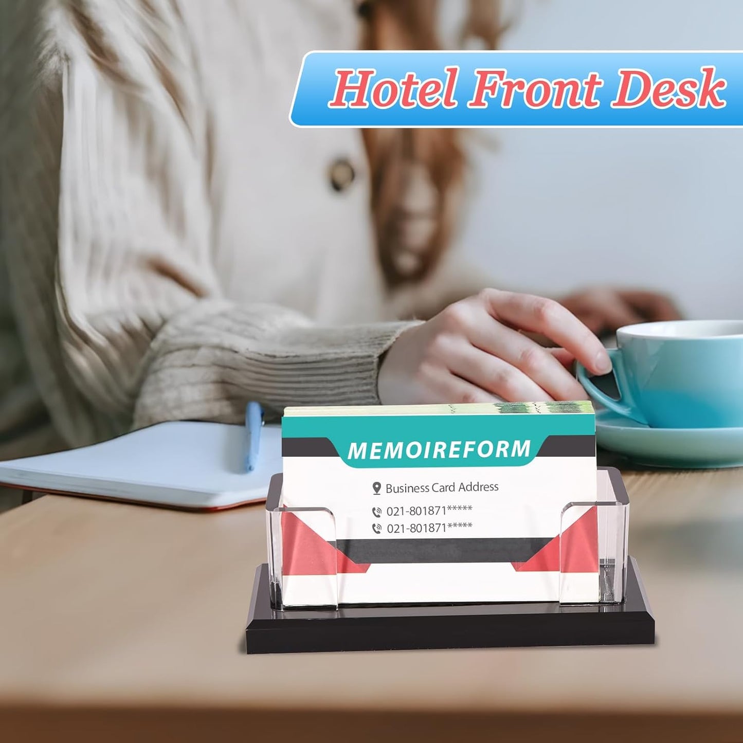 2 Pack Business Card Holder for Desk, Multiple Business Card Holders, Acrylic Business Card Display Stand for Office, Home, Restaurant, Exhibition