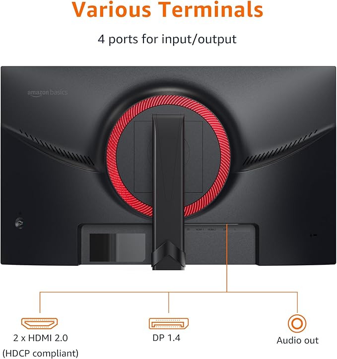 Amazon Basics 27 inch Gaming Monitor, FHD 1080P, 165Hz, VESA Compatible, Adaptive sync, 1ms Response, Black