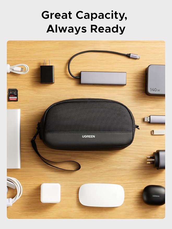 UGREEN Electronics Organizer Travel Case Bag Multifunctional Organizer Carrying Case for Cables, Cord, SD Card, Earbuds, Charger, USB Adapter, Electronic Accessories Small Size