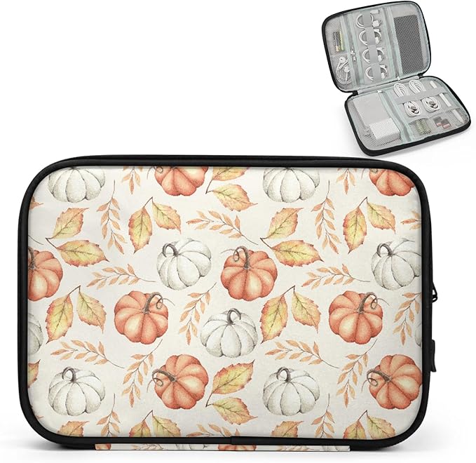 Maple Pumpkin Travel Organizer Case, Tech Accessories Cable Storage Bag for Cords, Charger, Phone, Hard Drive