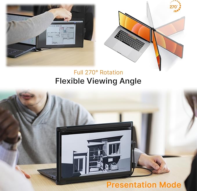 Portable Monitor - New Mobile Pixels Duex Max DS 14.1" Laptop Screen Extender, FHD 1080P Travel Monitor, USB C/USB A/HDMI Plug and Play Laptop Monitior for Windows/Mac/Android/Switch
