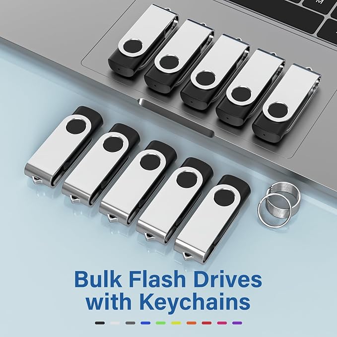 USB Flash Drives 32GB 10 Pack, Wooolken USB 2.0 Thumb Drives with Keychains Memory Stick USB Drive Pendrive for PC Laptop Computer (Black)
