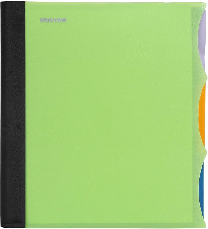 Mintra Office Durable PREMIUM Spiral Notebook, ((Green, 3 Subject, 8.5in x 11in)), Fabric Covered Coils, No Snags, Removable Adjustable Pocket Dividers, Ruler, Organization, Customizable