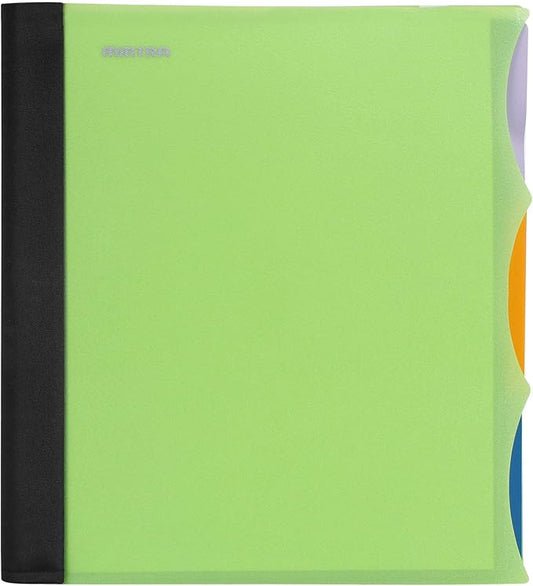 Mintra Office Durable PREMIUM Spiral Notebook, ((Green, 3 Subject, 8.5in x 11in)), Fabric Covered Coils, No Snags, Removable Adjustable Pocket Dividers, Ruler, Organization, Customizable