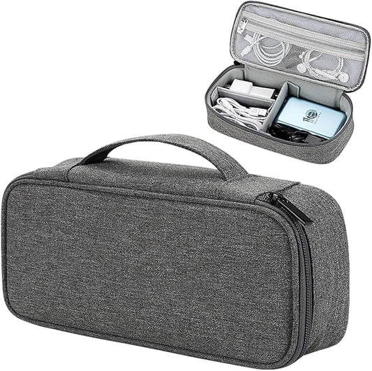 Teskyer Electronics Organizer Travel Case, Waterproof Portable Tech Accessories Pouch with Organized Compartments for Cables, Phone, Chargers, Earphone, Dark Grey