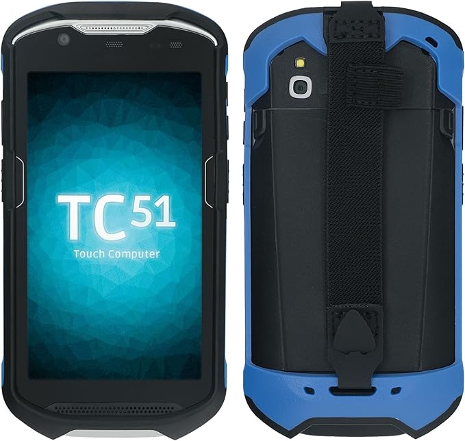IYOUBOL Protective Cover Bumper Case Rugged Boot with Hand Strap for Zebra TC51 TC510K TC52 TC56 TC57 (Blue)