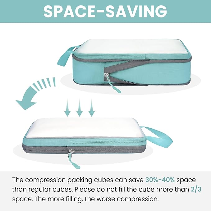 BAGAIL 6 Set Ultralight Compression Packing Cubes Packing Organizer for Travel Accessories Luggage Suitcase Backpack