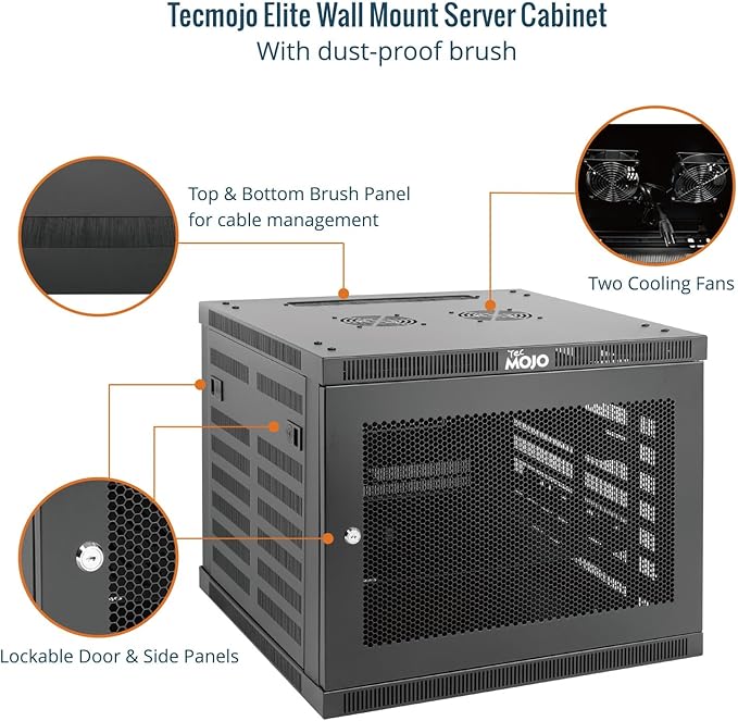 Tecmojo 9U Wall Mount Rack Cabinet, Heavy-Duty 176 Lbs High Load Capacity, 19” Enclosed Server Network Rack with Mesh Door, 23.6” Deep – Elite Collection