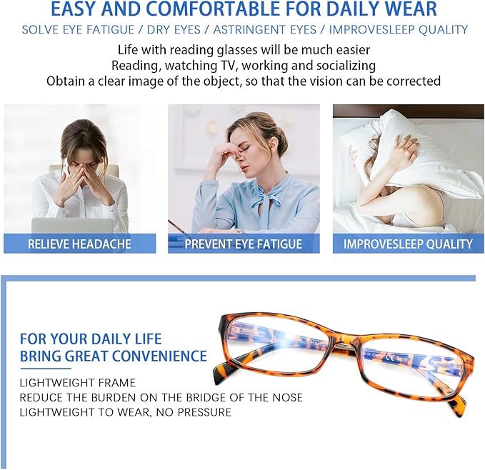VIDEBLA 5 Pack Computer Reading Glasses Men and Women Anti Eyestrain Blue Light Blocking Glasses for Reading (5 mix-4, 0.75)