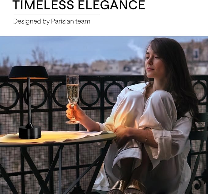 LED Cordless Table Lamp - Rechargeable Light for Home, Bedside, Kitchen - Small Dimmable Tap Lights - Battery Powered Touch Lamp for Desk Wireless - Black and Gold Lamp Shades, IP44, USB Type C Cable