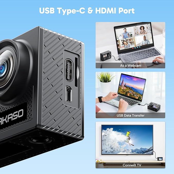 AKASO Brave 4 Action Camera 4K 30fps with 256GB MicroSDXC Card 20MP Ultra HD 131FT Waterproof Underwater Camera EIS WiFi Remote Control 5X Zoom Sport Cameras with Bicycle Accessories Kit Bundle