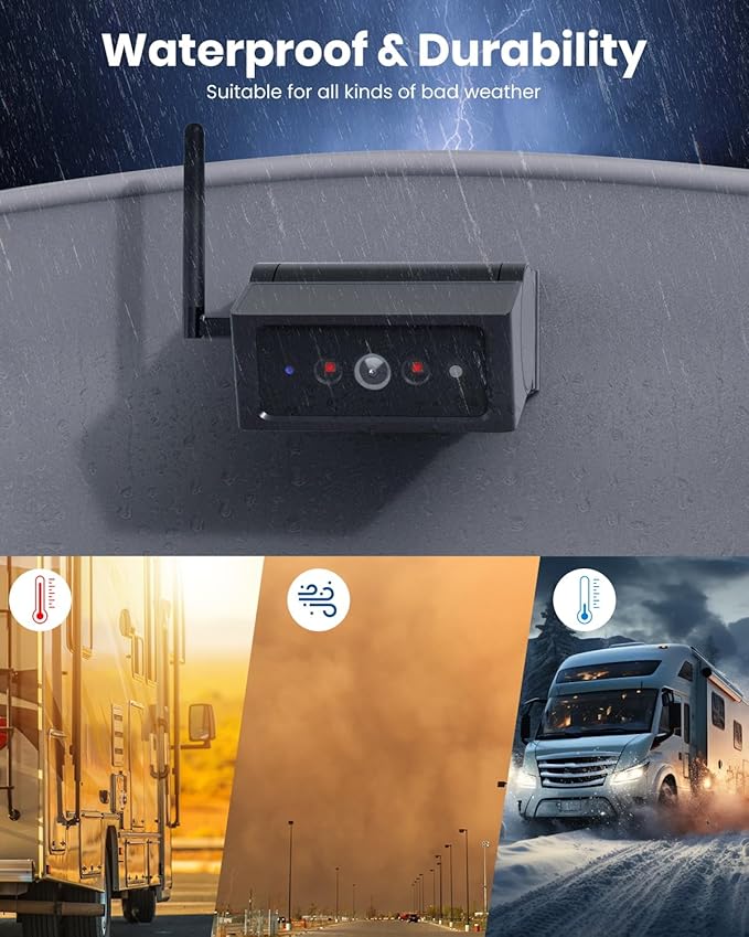 AUTO-VOX Wireless Backup Camera for Trucks:7.2" 1080P HD DVR Recording Monitor,No Wiring 1 Min Magnetic Install Dual Antenna RV Back Up Camera,IP69K Waterproof with IR Night Vision for Camper,Trailer