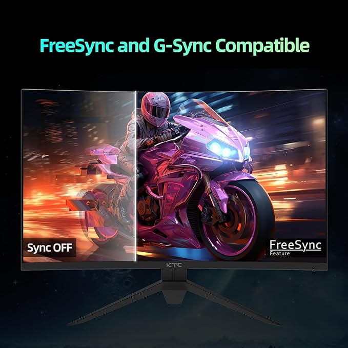KTC 32 inch Curved Gaming Monitor, 165Hz 1ms MPRT, 2K 1440P 144Hz Monitor, 1500R HVA Display, FreeSync Premium, HDR, 120% sRGB, DisplayPort/HDMI/USB, Vesa Support 3.9x3.9'', PC Monitor for Gamers