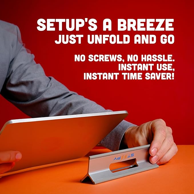 Steepy Adjustable Laptop Stand - 3 Heights, Portable & Compact - Laptop Riser for Desk & Home - Adjustable Height