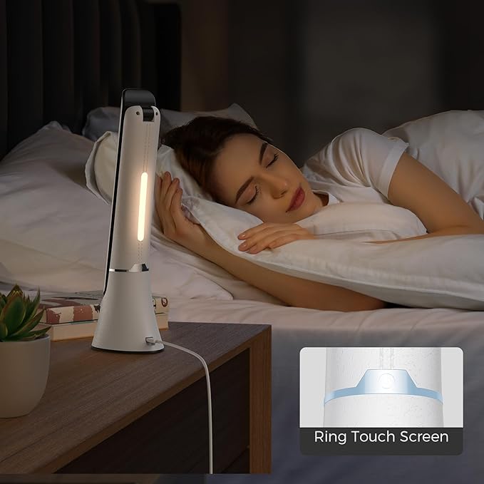 Light Therapy Lamp, 10000 LUX UV-Free LED Sunlight, Full Spectrum Mood Light With Touch Control and Night Light Function for Work, Office, Home - White