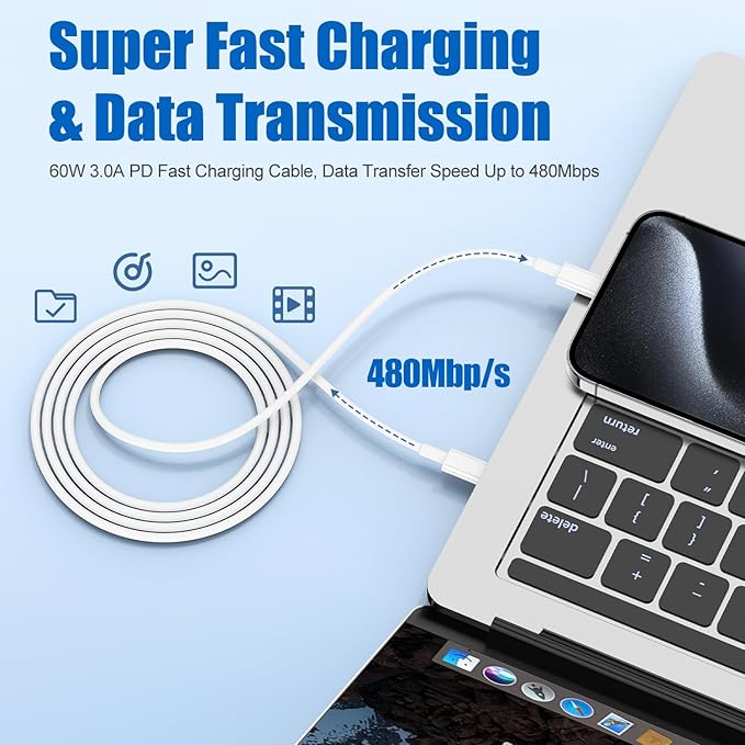 iPhone 15 Pro Charger Fast Charging, 2Pack 20W PD USB C Wall Charger Type C Block with USB C to C Fast Charging Cable Cord Compatible with Apple iPhone 15/15 Pro/15 Pro Max/15 Plus, iPad Pro/Air/Mini