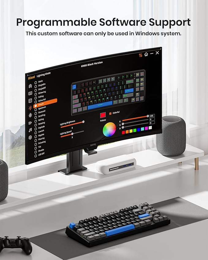 Wireless Mechanical Keyboard,Gasket Mounted with Creamy Sound,Bluetooth/2.4GHz/USB-C,Custom Hot Swappable,RGB Backlit,75% Compact Layout for Gaming/Typing/Win/Mac/PC(Textured Black,Linear Switch)