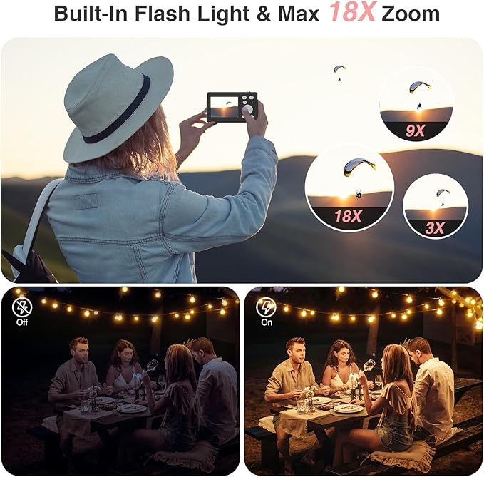 Digital Camera for Photography and Video, FHD 4K Kids Camera 64MP Point and Shoot Digital Vlogging Cameras with 32GB SD Card for Beginners Teen Girls Boys Gifts