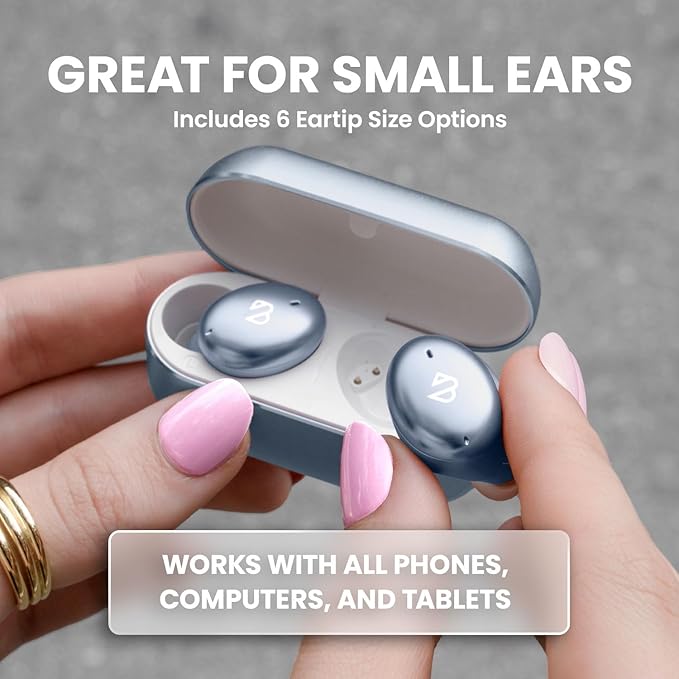 Tempo 30 Wireless Earbuds for Small Ears - Award-Winning Sound, Sweatproof Bluetooth Earbuds, Comfortable Bluetooth Ear Buds for Women, Ice Earphones Small Ear Canals, Long Battery Headphones