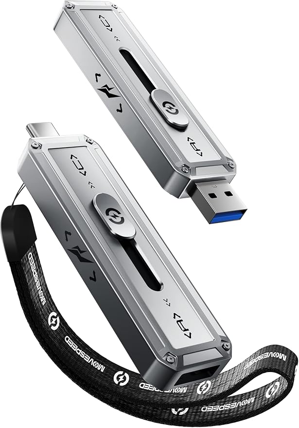 MOVE SPEED 512GB External SSD, 2100MB/s TLC Reliable Transfer Portable SSD with USB 3.2 Gen2x2 + Type C, Cool USB Drive for Phone/Windows/Mac (SP20)