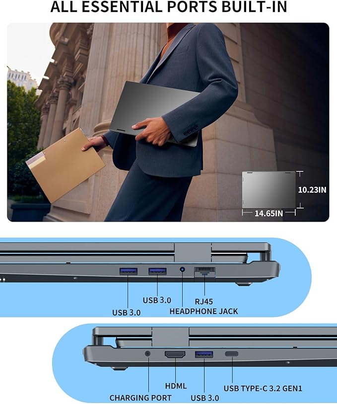 Triple Screen Laptop,16” Main + Dual 10.5” Monitors, Core i7-1270P, 32GB RAM,2TB SSD, Windows 11 Pro,Wi-Fi 6,BT 5.2,Face & Fingerprint Unlock,USB-C,HDMI for Business/Design/Stock Trading