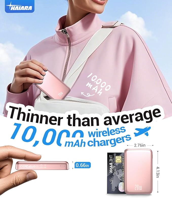 for Magsafe Battery Pack, 10000mAh Magnetic Portable Charger with USB-C Cable 20W Fast Charging, Slim & Lightweight Wireless Power Bank for iPhone 17/16/15/14/13 Series, for Travel Cruise Essentials